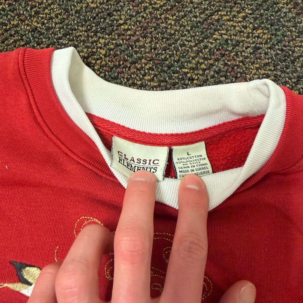 Vintage 90s Red Christmas Sweatshirt L - Picture 2 of 5